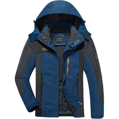 Herren Softshelljacke wasserabweisend mit abnehmbarer Kapuze Denimblau XL