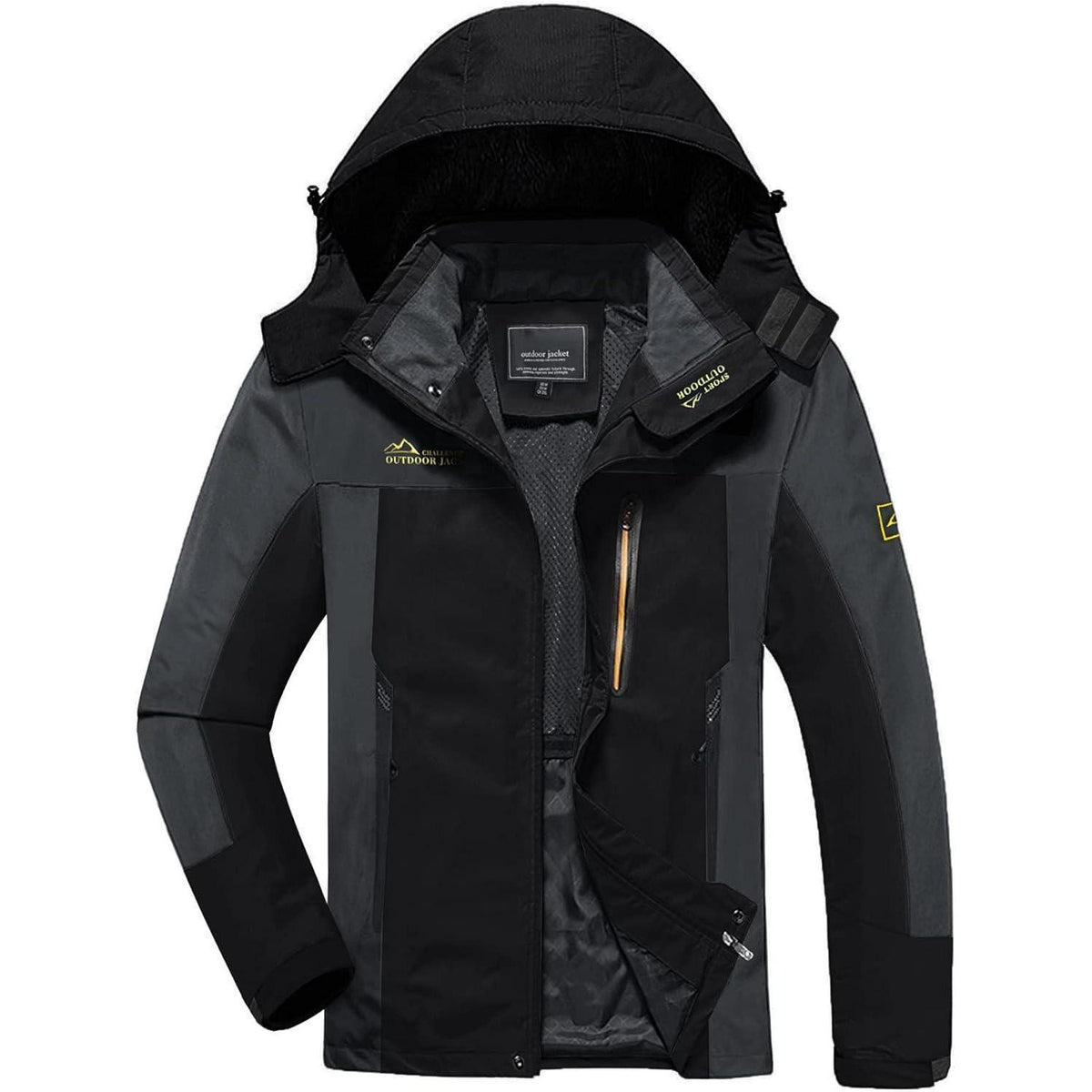 Herren Softshelljacke wasserabweisend mit abnehmbarer Kapuze XXL Schwarz-grau