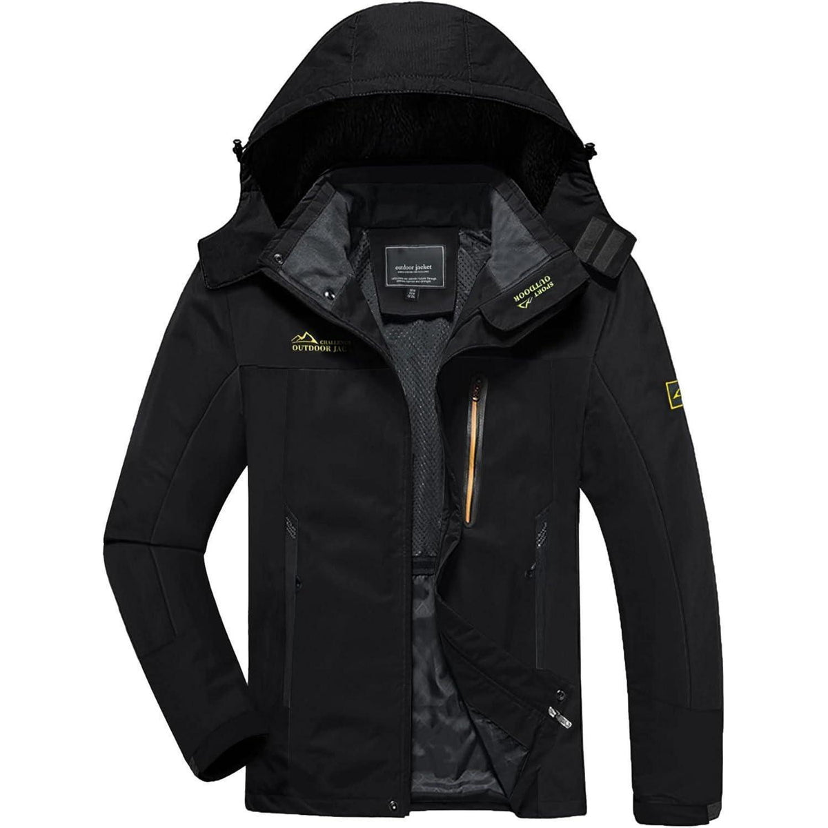 Herren Softshelljacke wasserabweisend mit Kapuze XXL Schwarz