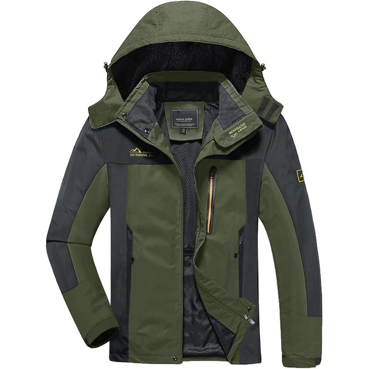 Herren Softshelljacke wasserabweisend mit abnehmbarer Kapuze Dunkeloliv M