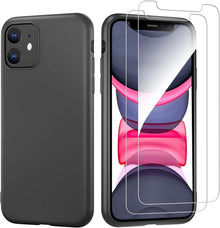 Schwarze Schutzhülle und Panzerglas für iPhone 11 - 2er Set