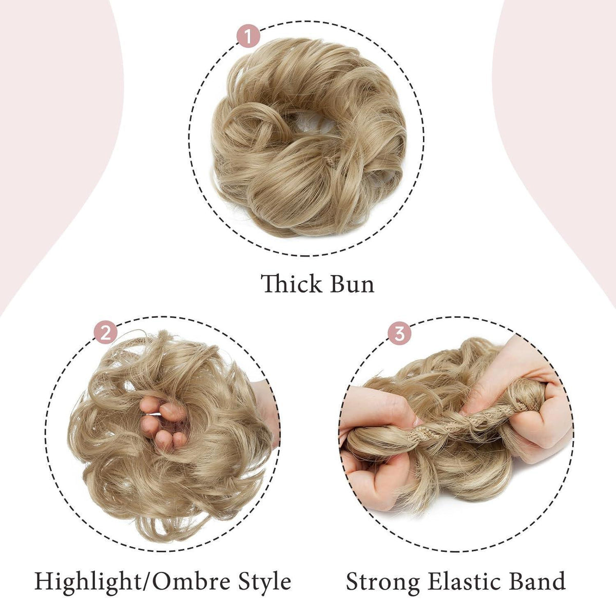 Welliges Haargummi Volumenverlängerung Aschblond 30g