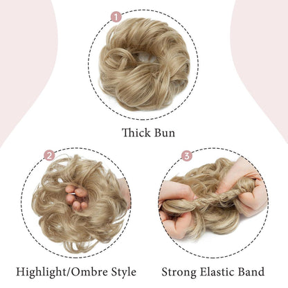 Welliges Haargummi Volumenverlängerung Aschblond 30g