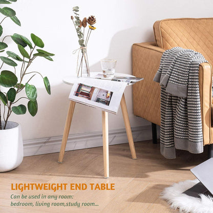 Beistelltisch Holz rund Ø42x52cm weiß/Natur skandinavisches Design