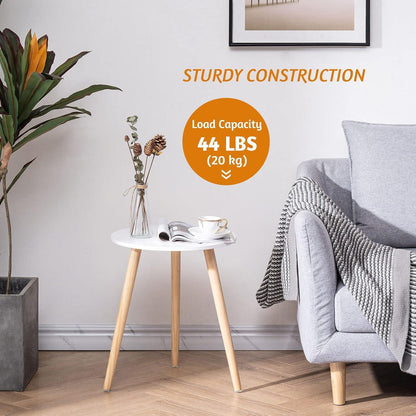 Runder Beistelltisch Holz Ø42x52cm Wohnzimmer Nachttisch weiß Natur