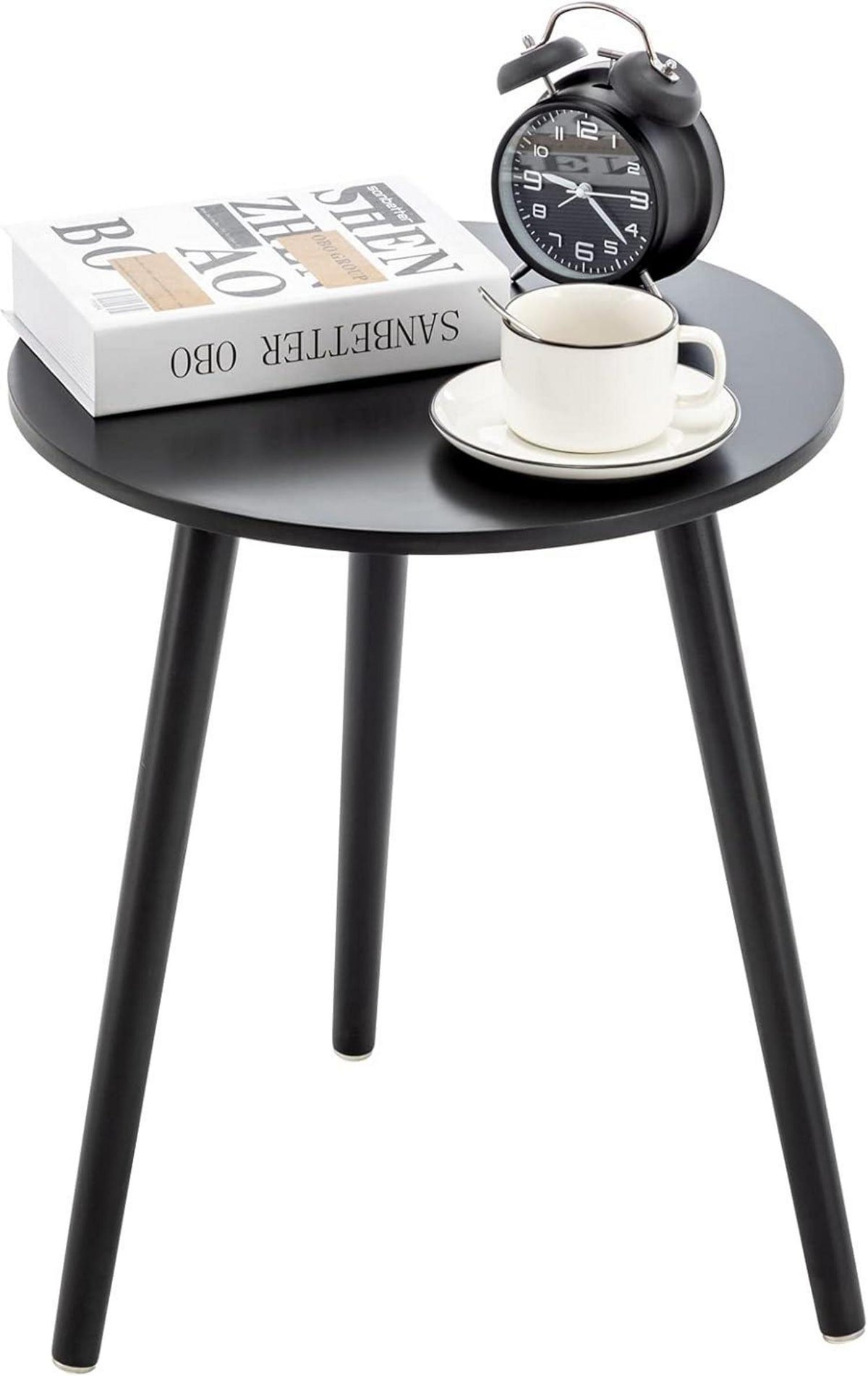 Runder Beistelltisch Echtholz Ø42x52cm Schwarz Sofa Wohnzimmer Trendy