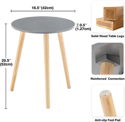 YOUDENOVA Beistelltisch Holz rund Ø42x52cm Wohnzimmertisch Grau/Natur