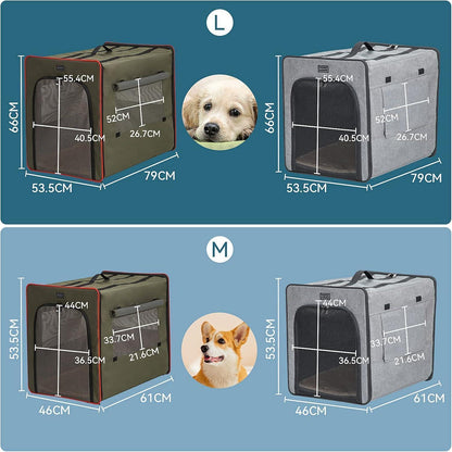 Hundetransportbox Groß, Hellgrau, 79x53.5x66cm mit Plüschmatte