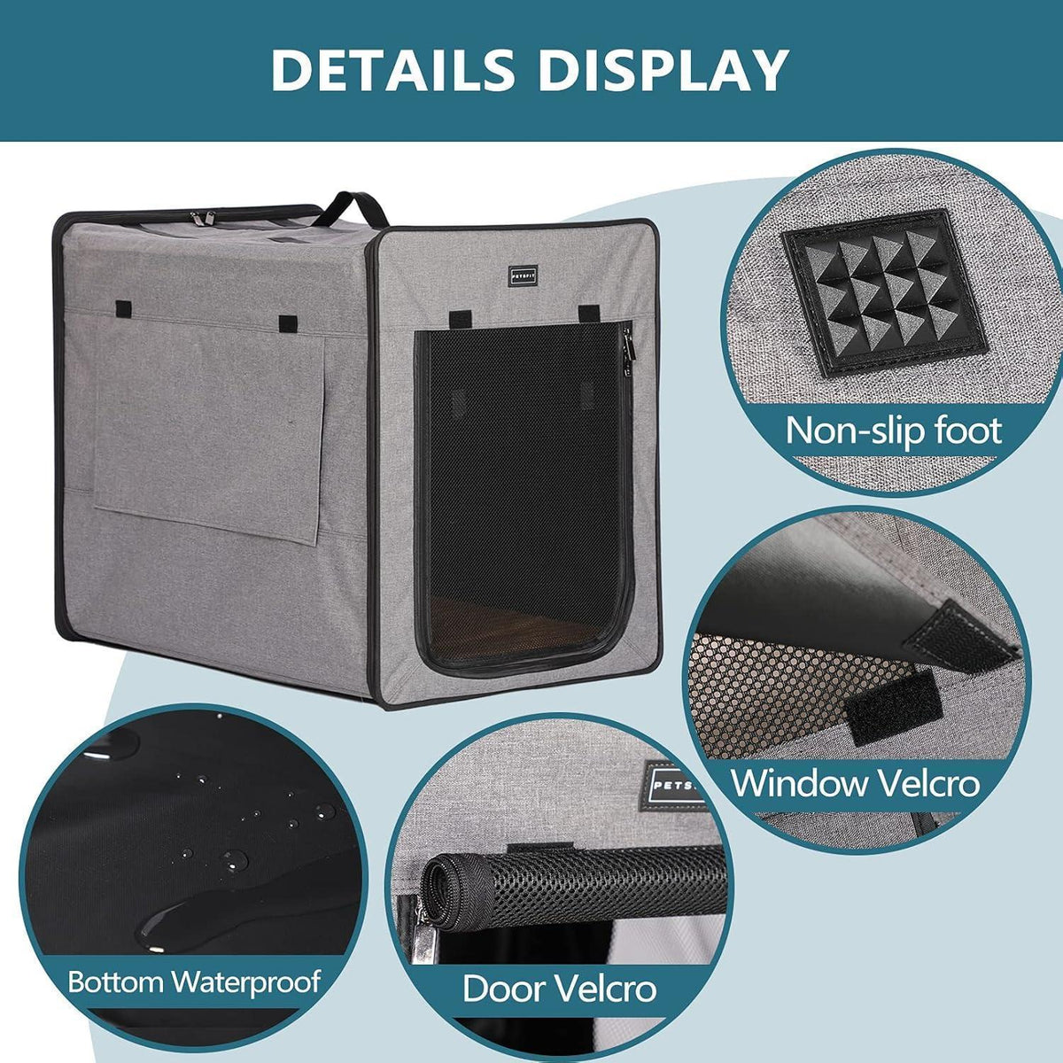Hundetransportbox Groß, Hellgrau, 79x53.5x66cm mit Plüschmatte