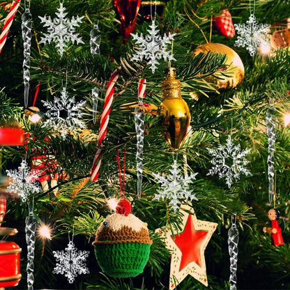 42-teiliges Weihnachtsbaumschmuck Set Schneeflocken Eiszapfen aus