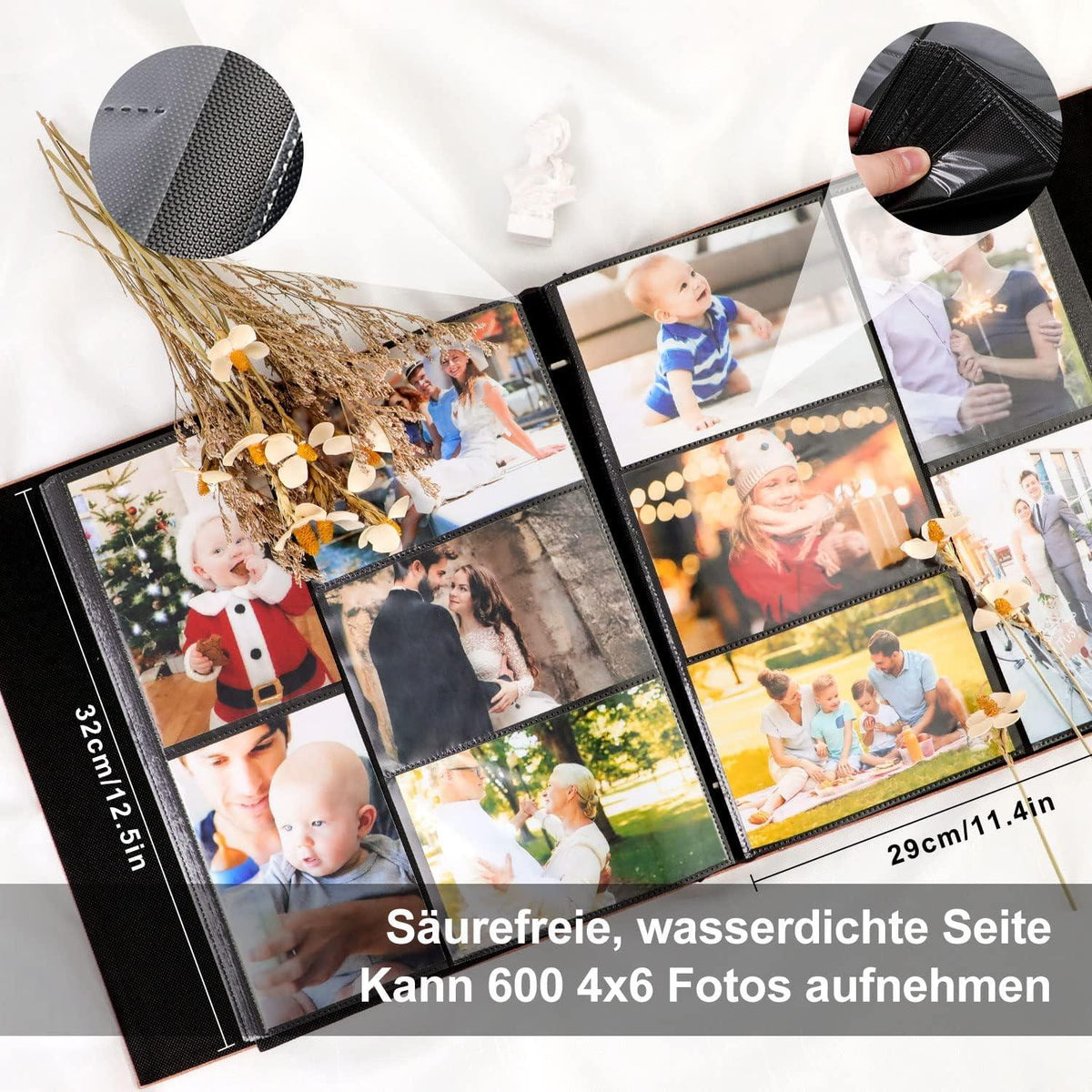 Fotoalbum 10x15 600 Leinen Einsteckalbum Hoch Querformat Grau
