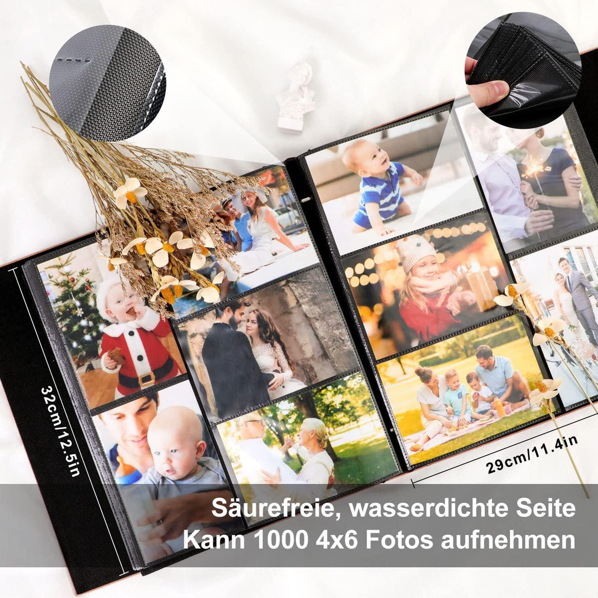 Lanpn XXL Leinen Fotoalbum 10x15 1000 Blaugrün