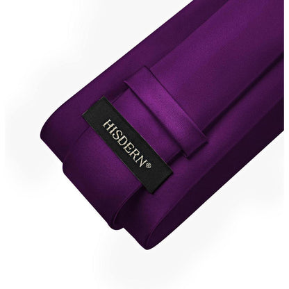 Herren Krawatten-Set mit Einstecktuch und Krawattenklammer, Violett
