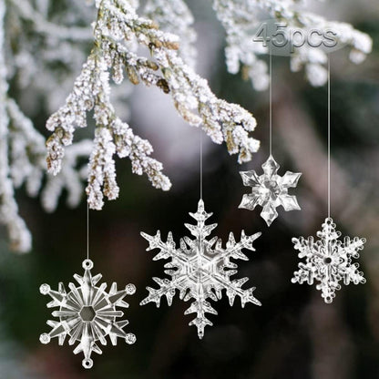 45er Set Acryl Schneeflocken Weihnachtsdeko Anhänger Transparent