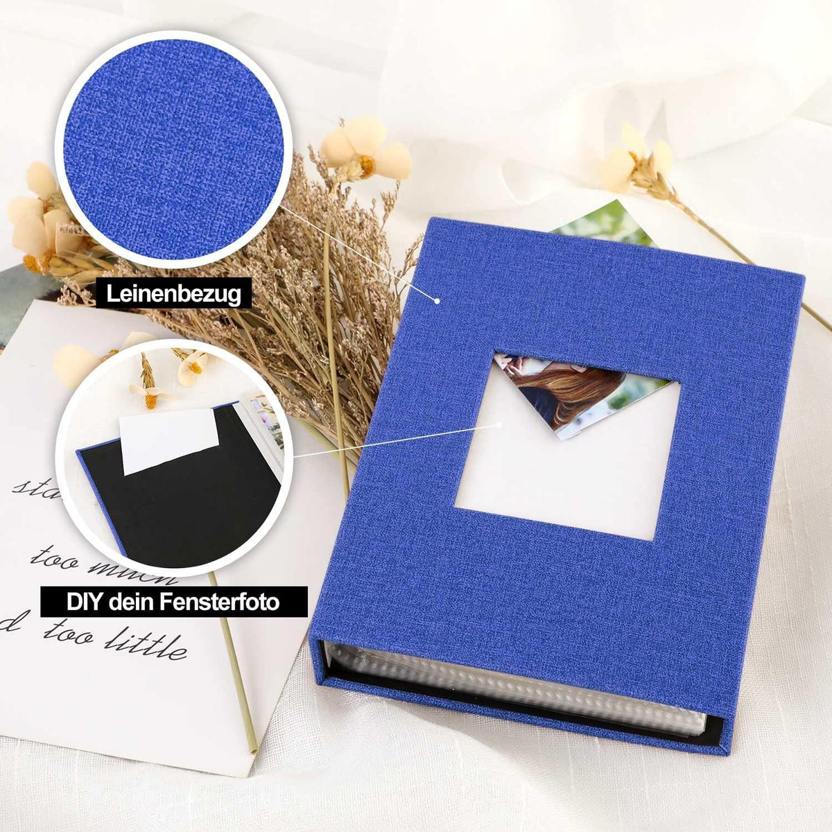 Fotobuch Leinenbezug 10x15 cm 100 Taschen 2er Pack Blau
