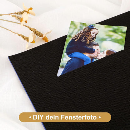 Großes Fotoalbum 10x15 Einsteckalbum für Hoch&Querformat Blau Leinen 120