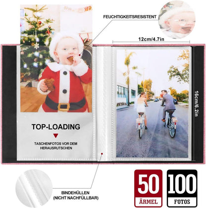 Fotobuch 10x15cm 100 Bilder Leinen Einsteckalbum 2er Pack Rosa