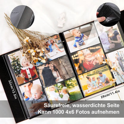 XXL Fotoalbum Leinen 1000 Fotos 10x15cm Beige