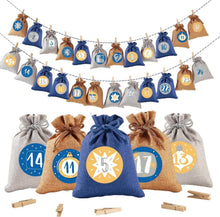 Adventskalender zum Befüllen mit Jutesäckchen, 24 Große Säckchen für