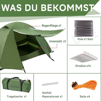 Clostnature 3-Jahreszeiten Zelt 2/3/4 Personen Camping