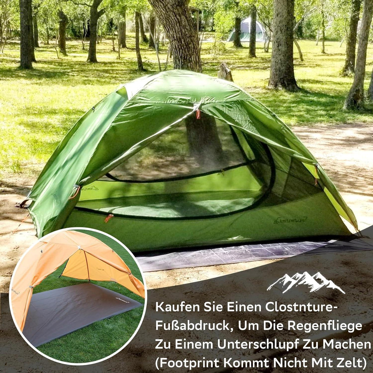 Clostnature 3-Jahreszeiten Campingzelt 2 Personen wasserdicht kompakt Gelb