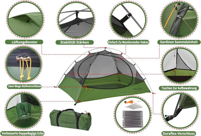 Clostnature 3 Jahreszeiten Zelt für Camping 2 Personen Wasserdicht Ultraleicht Trekking