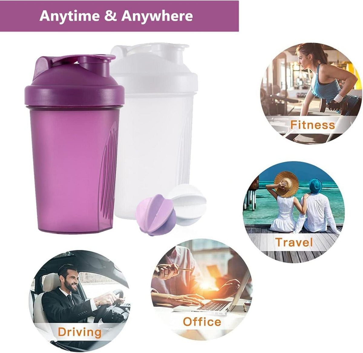 OOTD Protein Shaker Flasche 400 ml, Auslaufsicher, BPA frei, Eiweiß Shaker mit Sieb & Skala