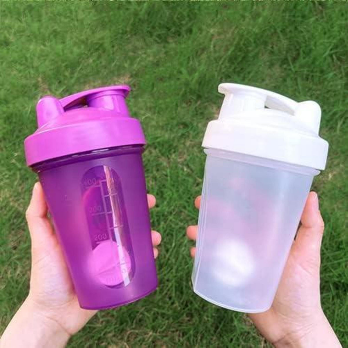 OOTD Protein Shaker Flasche 400ml Auslaufsicher BPA Frei Eiweiß Shaker in Lila