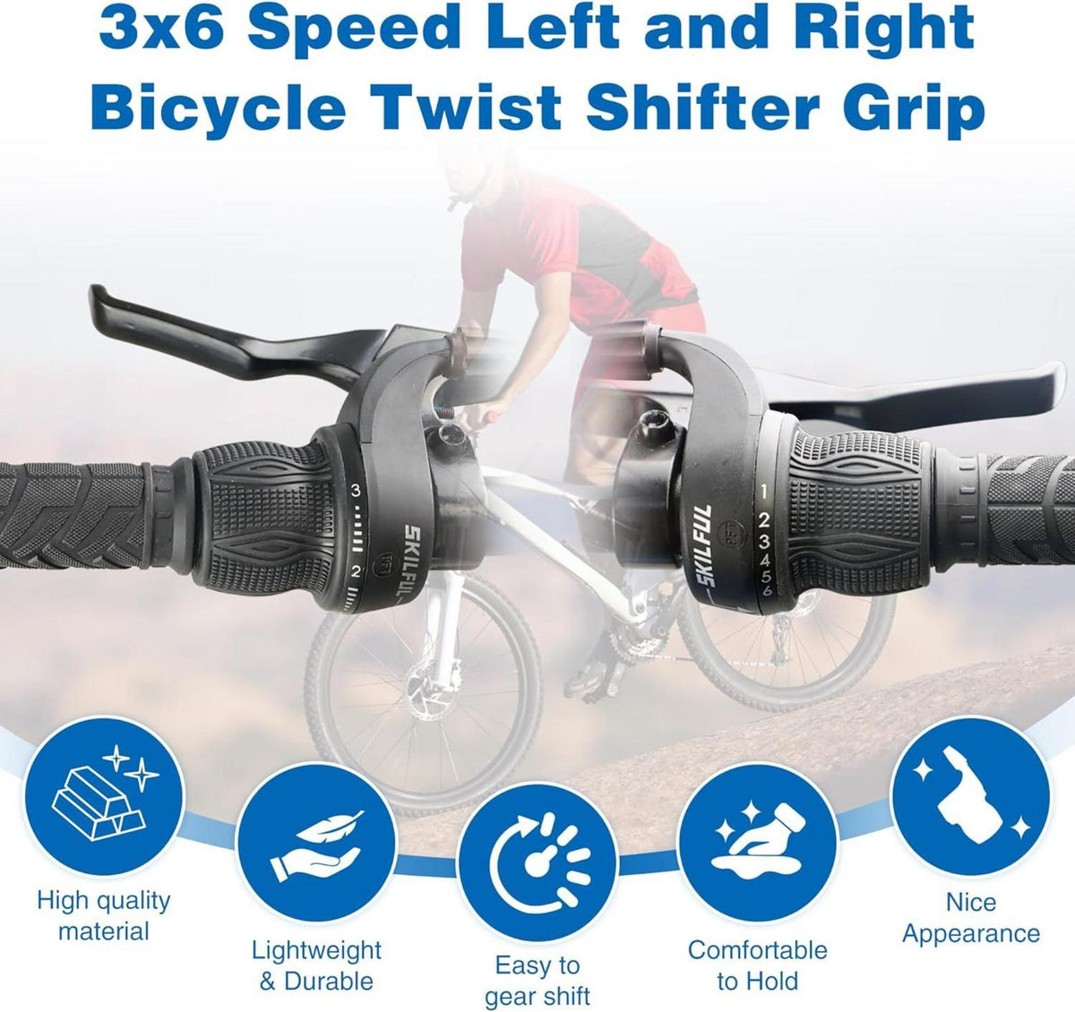 18 Speed Fahrrad Schalthebel Set 3x6 Revoshifter Drehgriff-Schalter