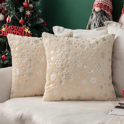 Flauschige Weihnachtskissen 40x40 cm - 2er Set Beige