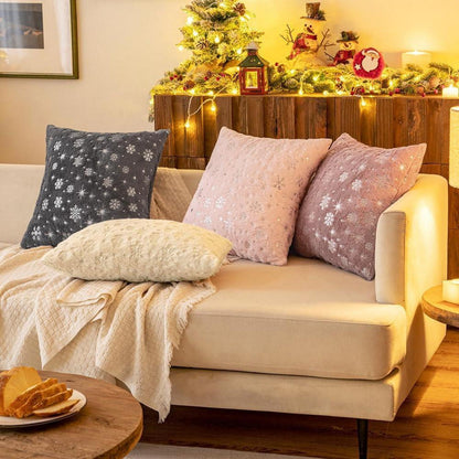 Flauschige Weihnachtskissen 40x40 cm - 2er Set Beige