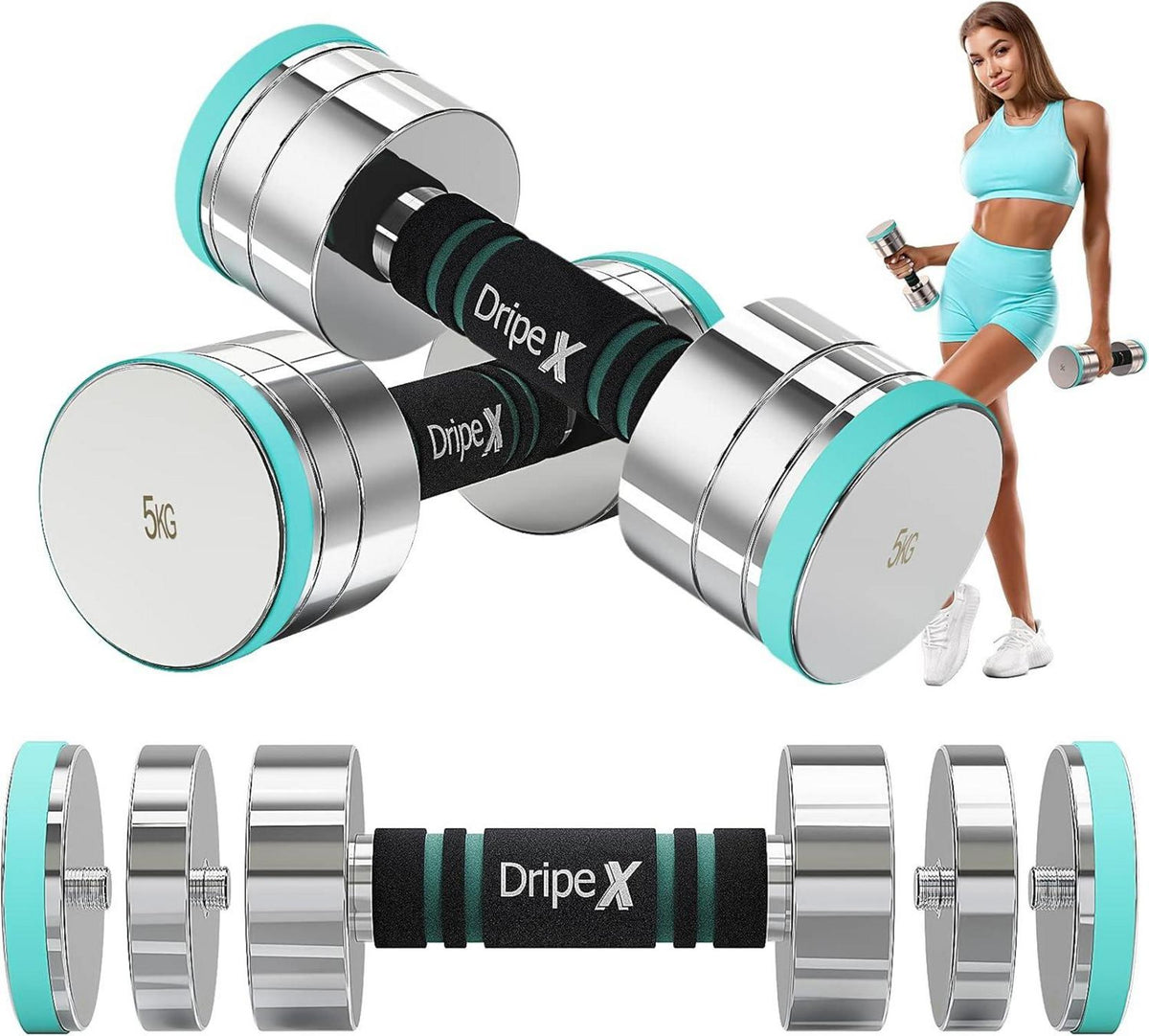 Verstellbare Kurzhanteln Set 2,5-50kg Stahl mit Schaumstoff Griff - Fitness Hanteln