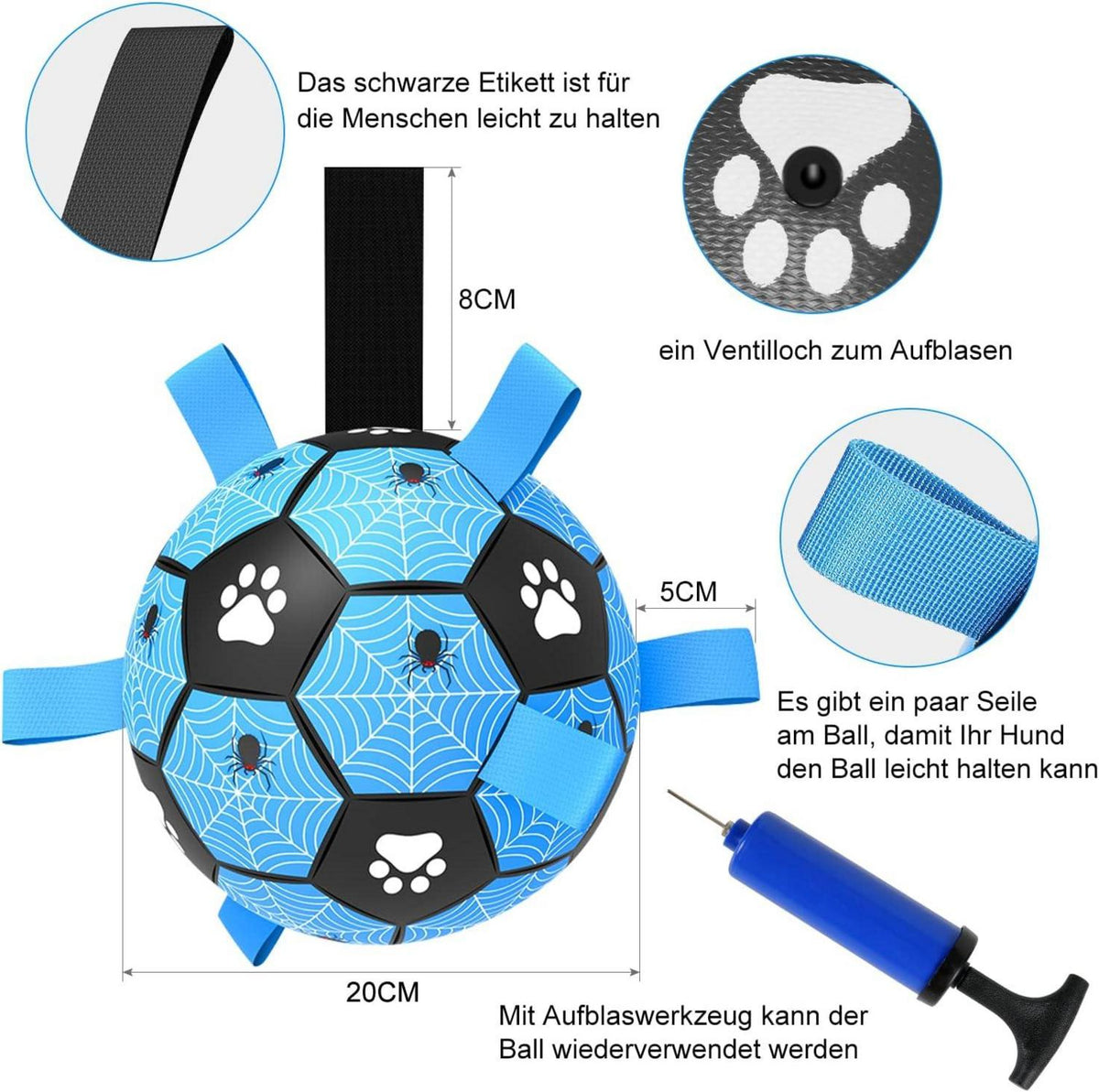 Hundespielzeug Ball 20cm Interaktiver Fußball für kleine