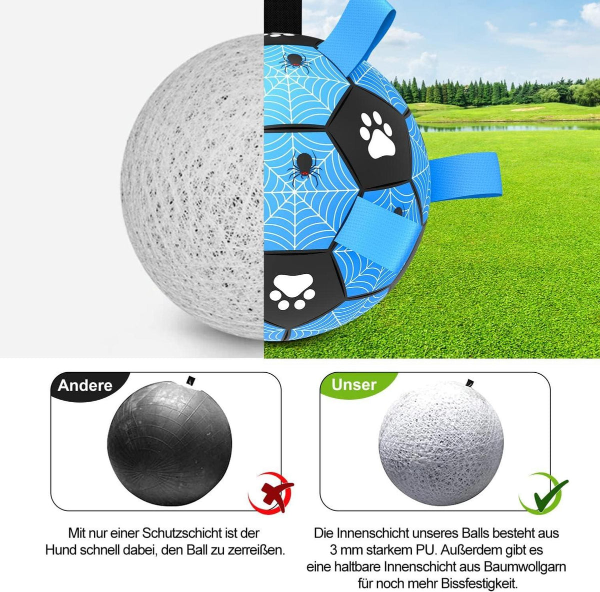 Hundespielzeug Ball 20cm Interaktives Hundefußball mit Seil