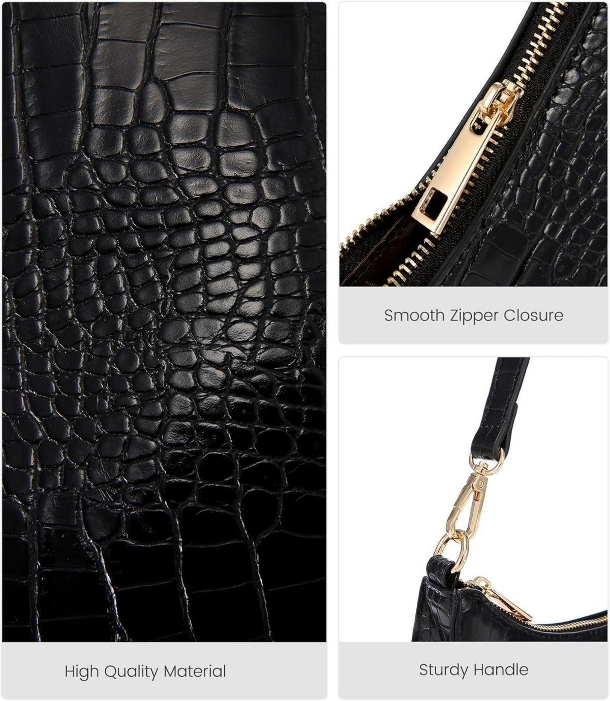 LOVEVOOK Handtasche Damen Klein Leder Schwarz