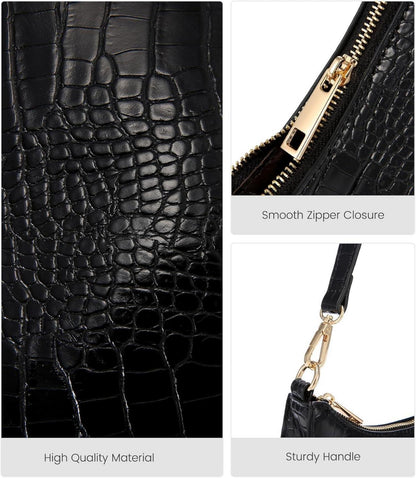 LOVEVOOK Handtasche Damen Klein Leder Schwarz