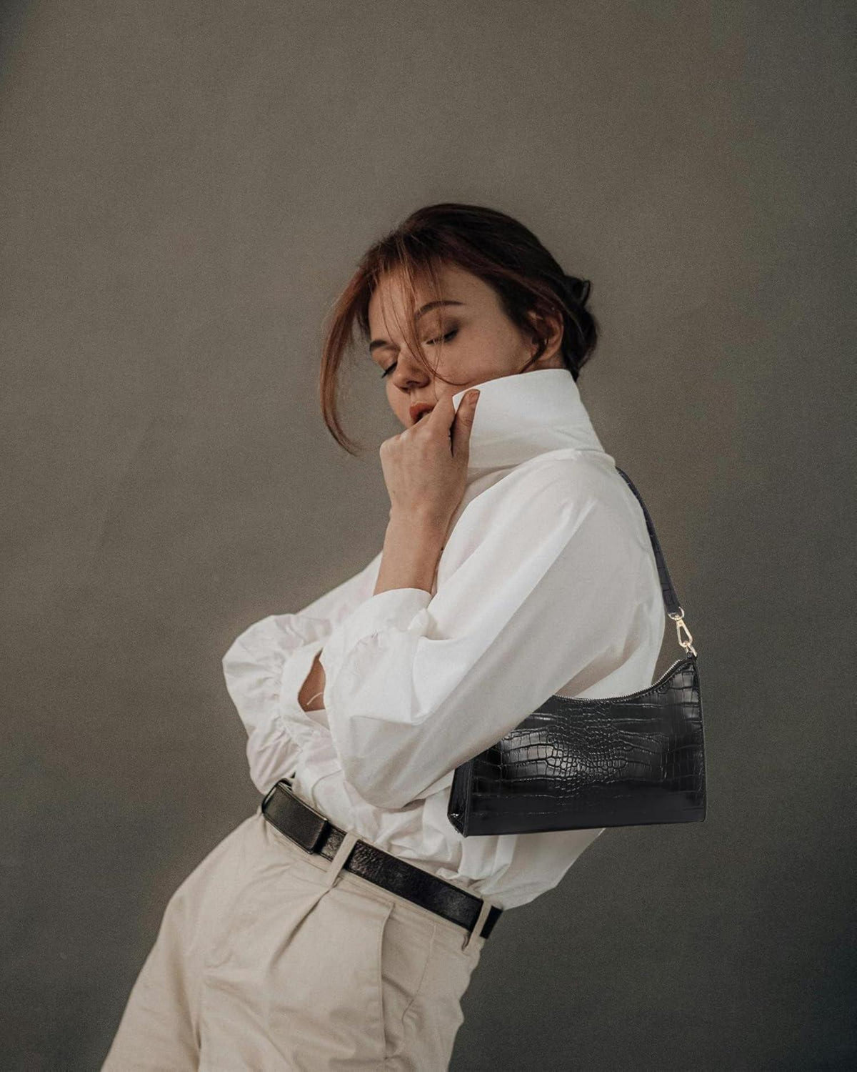 Schwarze LOVEVOOK Umhängetasche Klein Leder Damen Tote Bag