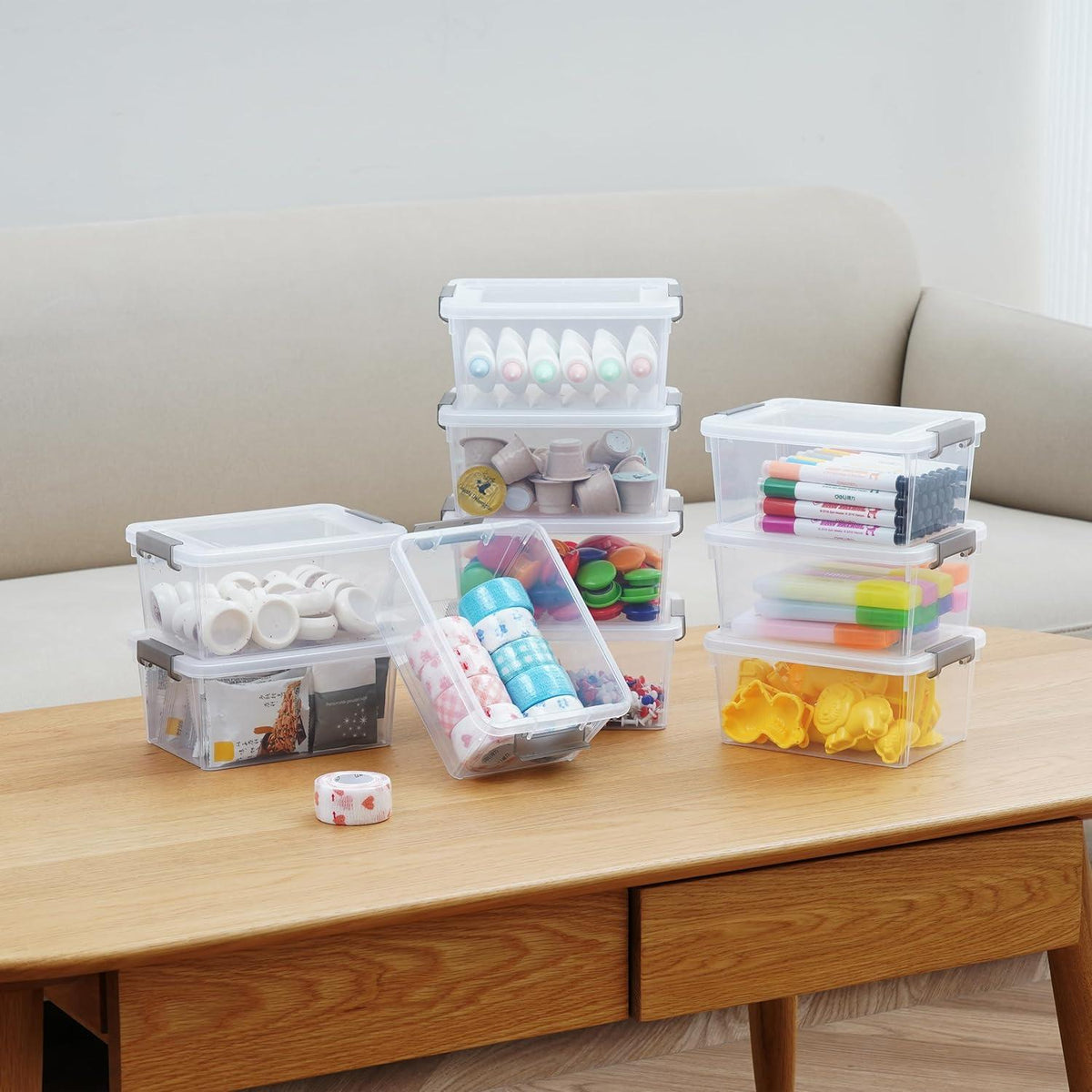 Citylife 10er Set Aufbewahrungsbox mit Deckel 1.25L Transparent stapelbar Kiste