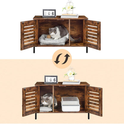 Katzenklo Schrank mit Lamellentür und Eisenfüßen