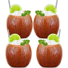 Kokosnuss Tiki-Becher 530ml 4er-Set Keramik Cocktailgläser