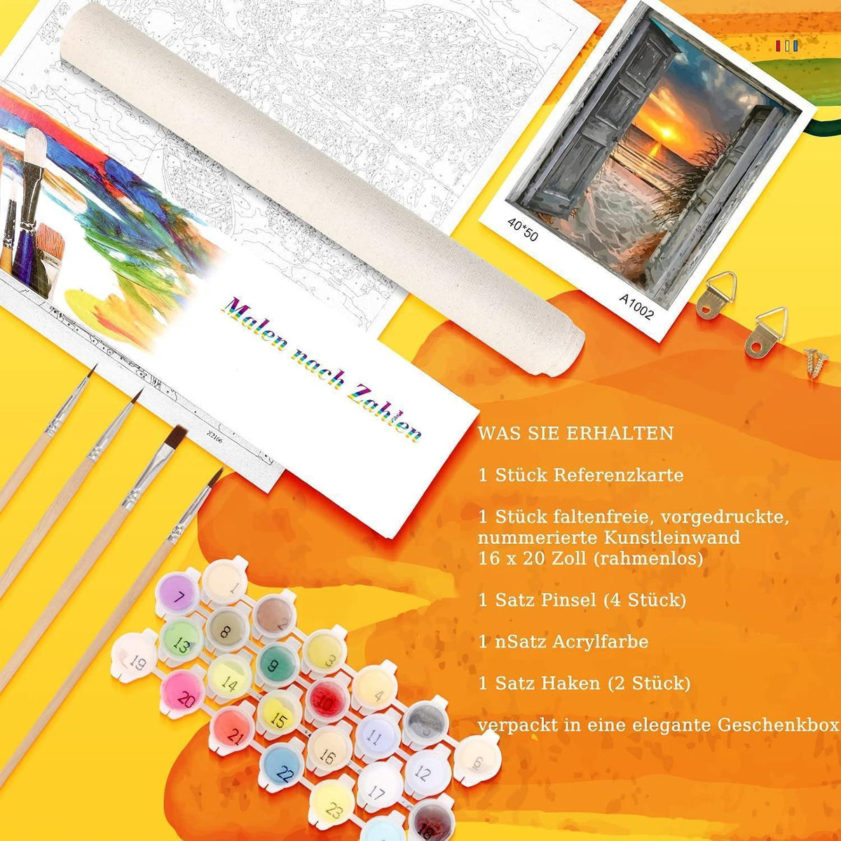 Malen nach Zahlen Sonnenuntergang am Meer – DIY Ölgemälde Kit