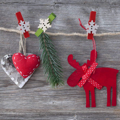 60 Stück Weihnachten Holzklammern Deko Mini Clips DIY Foto Pegs Adventskalender