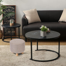 Modern Rund Couchtisch 2er Set Marmormuster Wohnzimmer