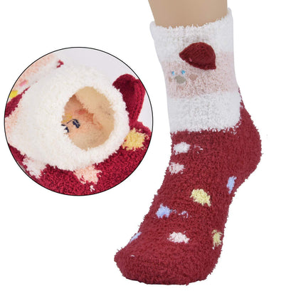 Weihnachtssocken Damen 3 Paar Kuschelsocken mit Tiermuster