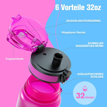 Sahara Sailor Sport Trinkflasche [BPA-frei Tritan] 1L Auslaufsicher Gym Yoga Camping - Aurora Borealis