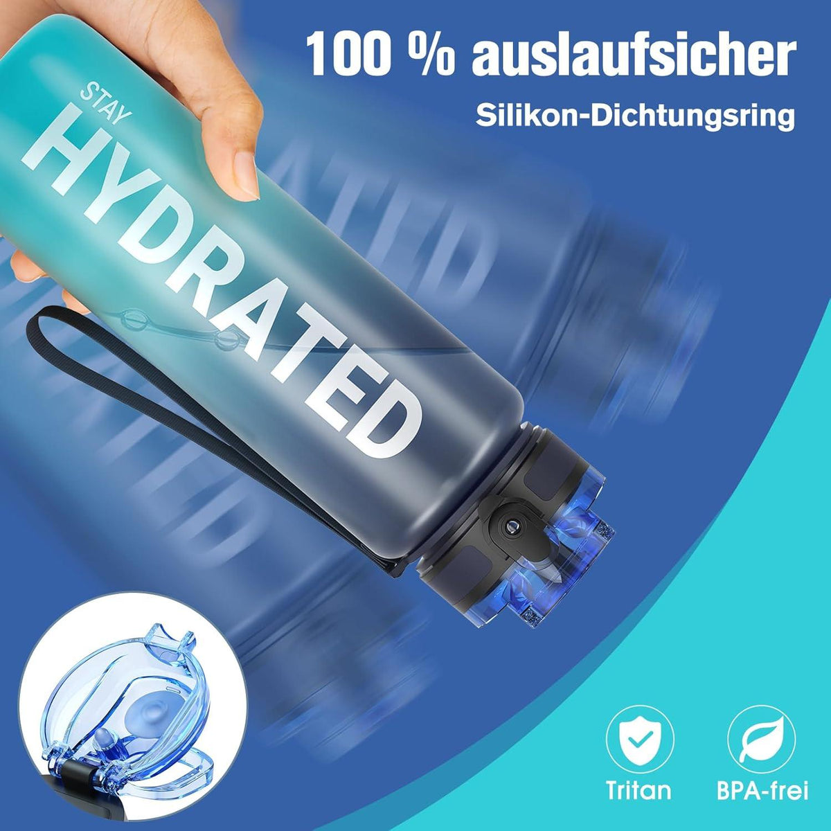Sahara Sailor Trinkflasche Sport [BPA-frei Tritan] 1L
