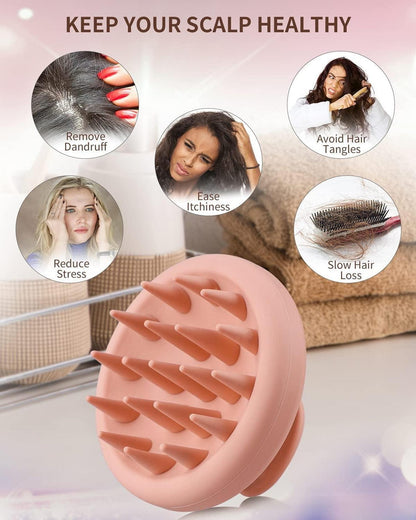 Massagebürste für Kopfhaut und Haare - 2er Set (rosa