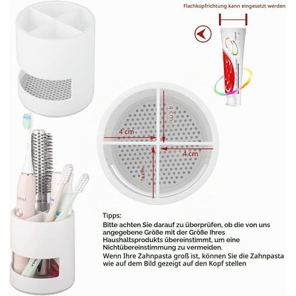 Zahnbürstenhalter mit Ablage – Weiß, Multifunktional & Modern