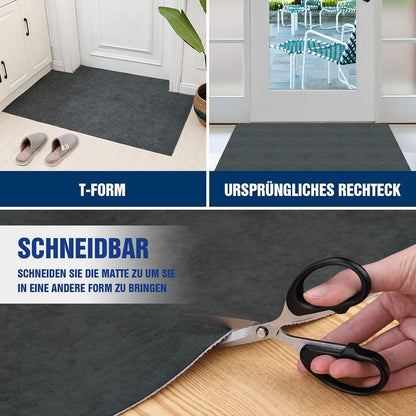 DFIONC Fußmatte innen waschbar 40x60 cm dunkelgrau - Schmutzfänger, Saugfähiger Küchenläufer, rutschfeste Eingangstürmatte