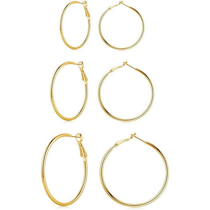 Silber Creolen Set 925 - 40/50/60mm - Silber/Rosegold/Gold